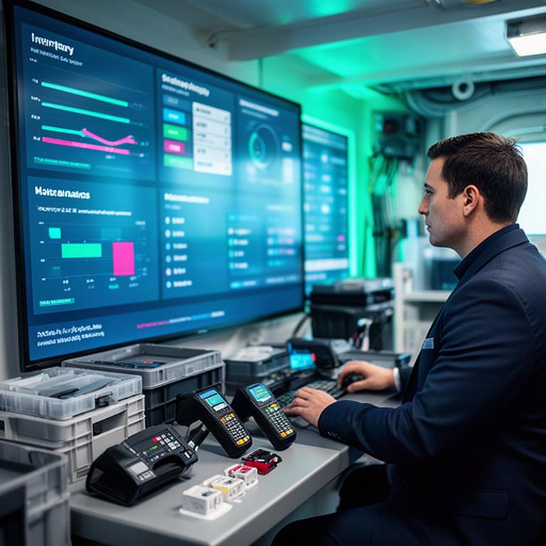 Digitales Dashboard für Bordlogistik mit Bestandsdaten, Lieferstatus und Wartungsübersicht